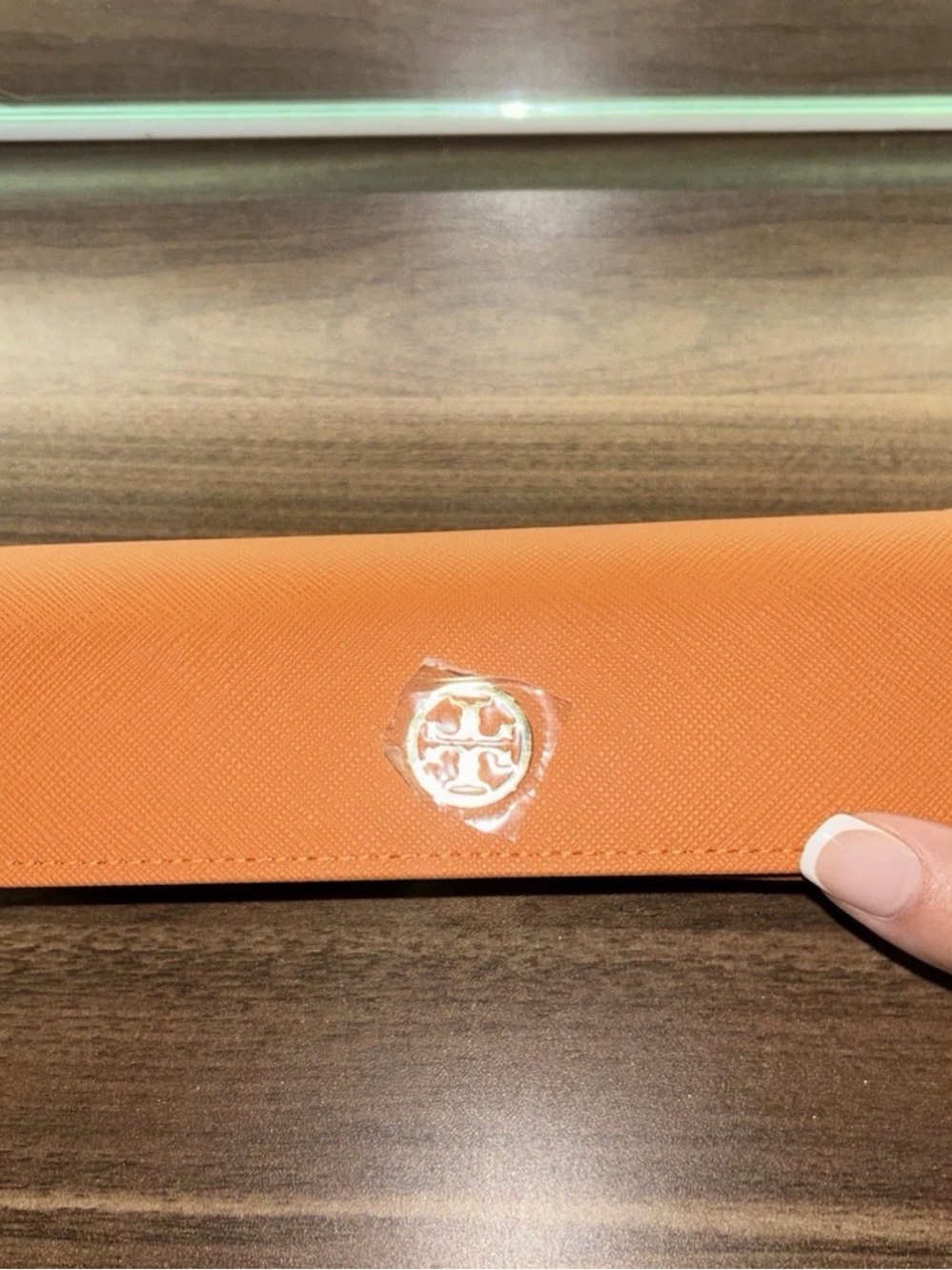 Tory Burch Orange Saffiano Leather Key & Card Holder